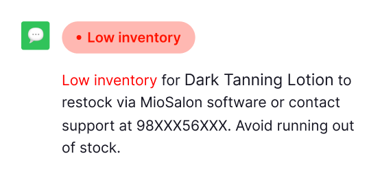 low inventory message